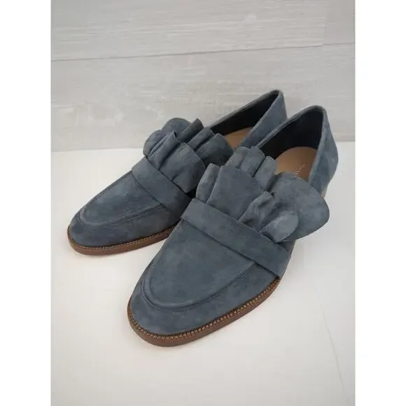 Poor La Victoire Tenley Blue Gray Suede Loafers 9.5 UK 40 - Picture 2 of 8